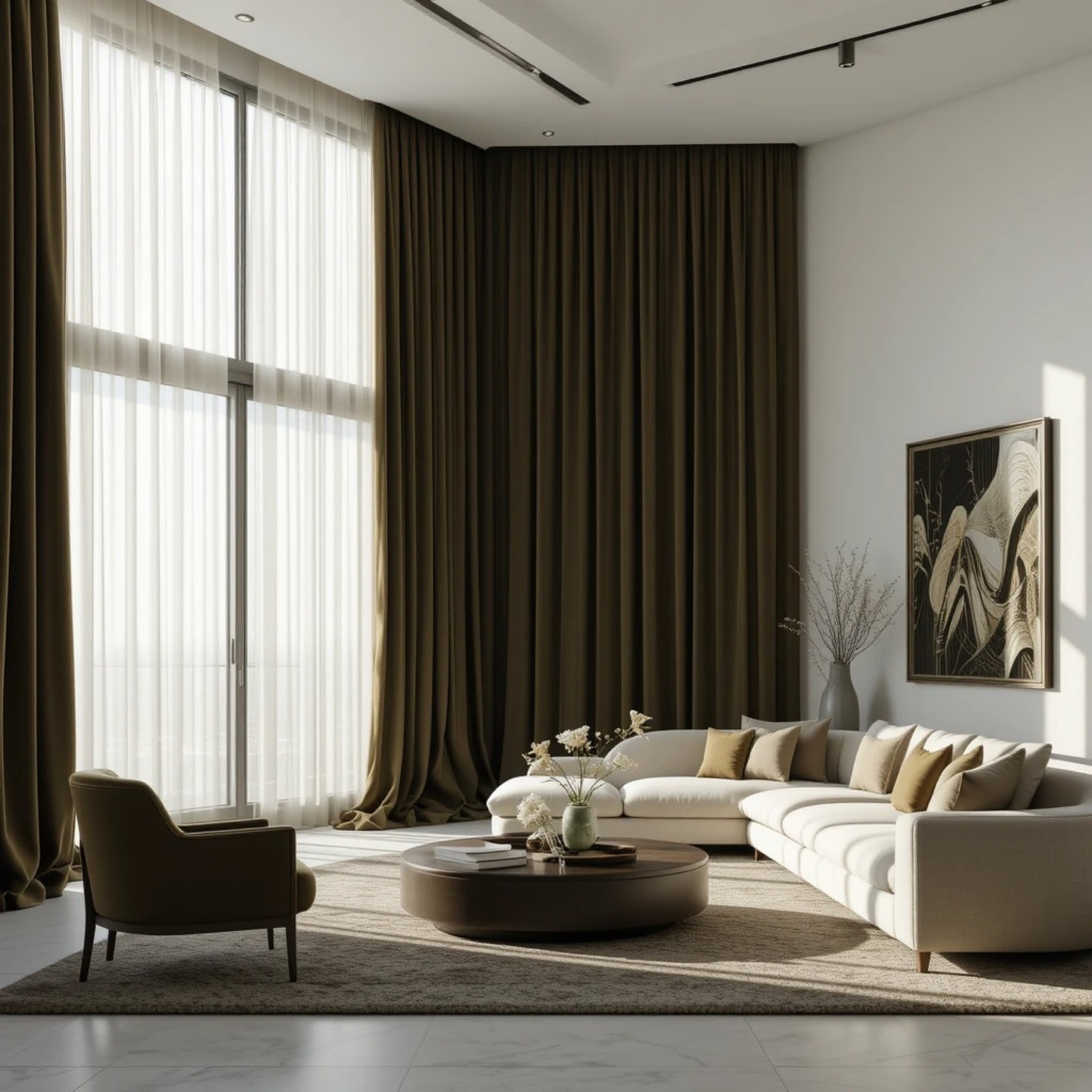 Custom modular sofa in a Dubai villa living room by Al Marjan
